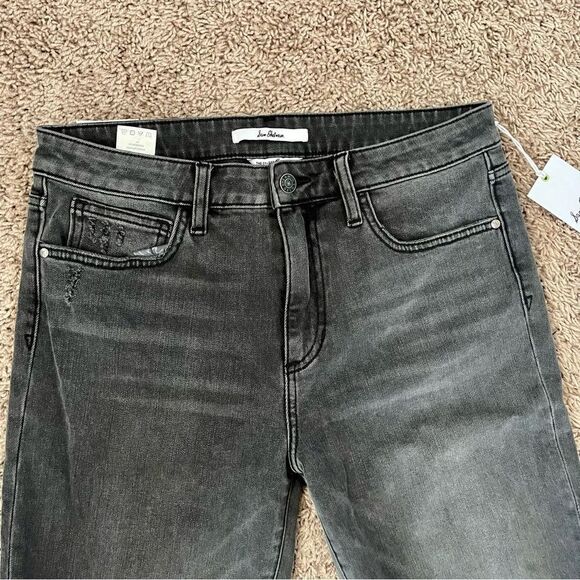 Sam Edelman Black Distressed Straight Leg High Rise Denim Jeans SZ 10/30 BNWT - Picture 13 of 16
